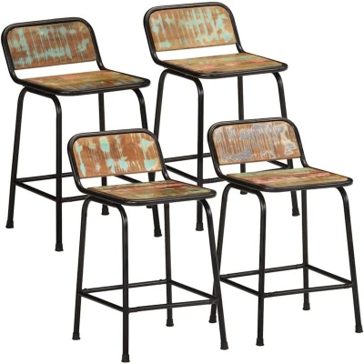 Image of vidaXL Bar Stools 4 pcs 46x35.5x70 cm Solid Wood Reclaimed