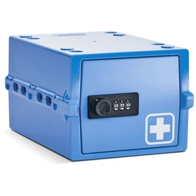 Image of Lockabox Mini™ Small Lockable Medicine Box 3 Litre Lightweight &amp; Hygienic Combination Lock BPA Safe (Medi Blue)
