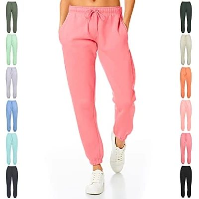Image of Light &amp; Shade LSLPNT006 Women&#039;s Pastel Brights Loungewear Sweatpants Joggers Jogging Pants Bottoms Pink