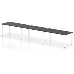 Image of Impulse Bench Single Row 3 Person 1600 White Frame Desk Black
