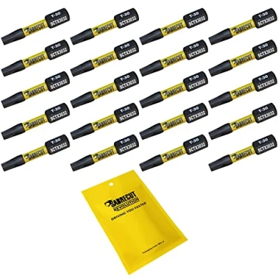 Image of 20 x SabreCut SCTX3032_20 32mm T30 TX30 Magnetic Impact Screwdriver Driver Bits Set Torx Heavy Duty Compatible with Dewalt Milwaukee Bosch Makita and More