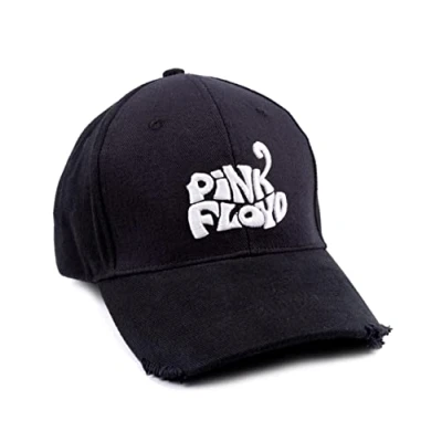 Image of PINK FLOYD Cap Unisex Adults Teens White Logo Raw Peak Black Hat One Size