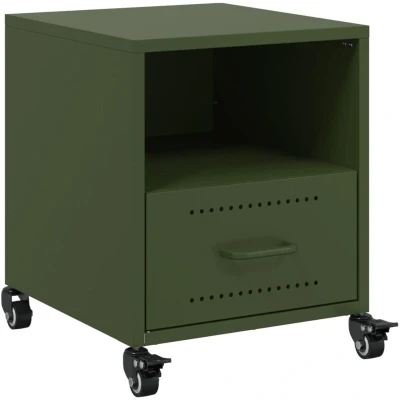 Image of vidaXL Bedside Cabinet Olive Green 36x39x43.5 cm Steel