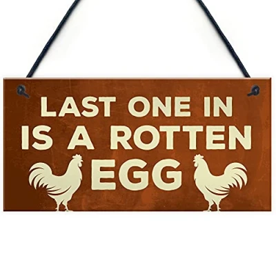 Image of RED OCEAN Funny Chicken Signs Novelty Coop Garden Decor Animal Pet Gifts