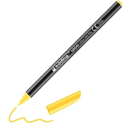 Image of edding 1200 Colour Pen Fine Yellow 1 Round Tip mm Felt for Drawing and Writing School or Mandala