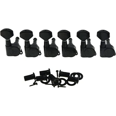 Image of Wilkinson 6 Inline Black E Z LOK Post Guitar Tuners Tuning Keys for Strat Tele