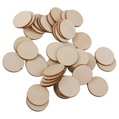 Image of P Prettyia Unfinished Wood Slices Round Disc Circle Pieces Wooden Cutouts Ornaments for Craft and Decoration Natural, 30pcs,40mm