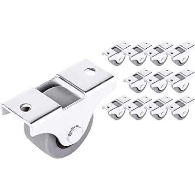 Image of SKIR&#039;CO (Pack of 12 pcs) Small 25 mm Furniture Castors, Rubber Wheels, Non Swivel, Fixed Casters, One Way Direction (12)