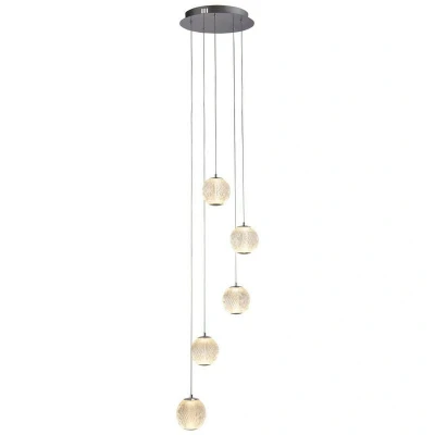 Image of Allure 5 Light Multi,Drop Pendant Chrome, Clear Acrylic