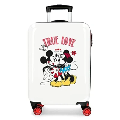 Image of Disney Mickey True Love White Cabin Suitcase 38 x 55 20 cm Rigid ABS Combination Lock 34 Litre 2.6 kg 4 Double Wheels Hand Luggage