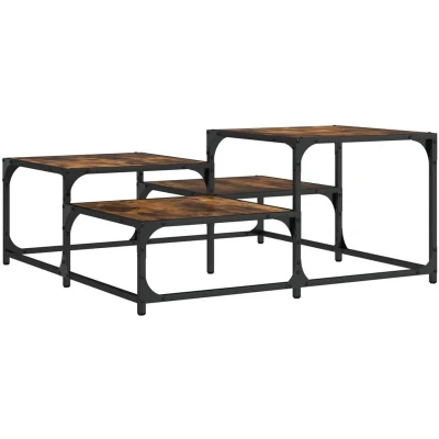 Image of vidaXL Coffee Table Smoked Oak 87.5x87.5x40 cm Engineered Wood