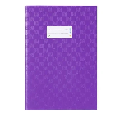 Image of HERMA 7446 Notebook Covers A4 Raffia Purple Pack of 25 with Label &amp; Structure Made Durable Wipe Clean Polypropylene Film, Exercise Book Cover for School Notebooks, Coloured