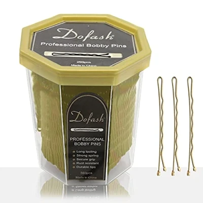 Image of Dofash 260Pcs 5CM/2IN Professional Bobby Pins Bulk Hair Slides Hairpins Large Package in Octogan Container for Women&#039;s Styling (Blonde)