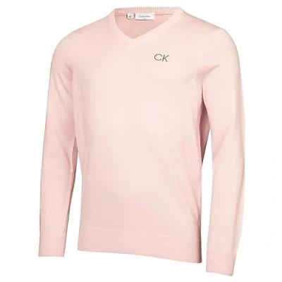Image of Calvin Klein Mens V Neck Tour Golf Sweater Pink XXXL