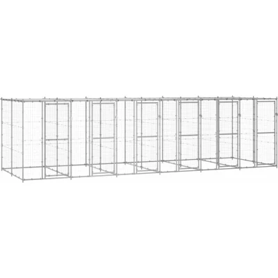 Image of vidaXL Outdoor Dog Kennel Galvanised Steel with Roof 14.52 m²