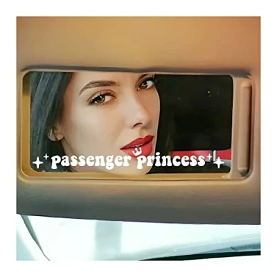 Image of JINGIHE 4 Passenger Princess Auto Parts, Vinyl Sticker Rose Heart Star Crown Nicer Waterproof Vehicle Mirror Sticker, Window Rear, View Women Car Decoration (White)