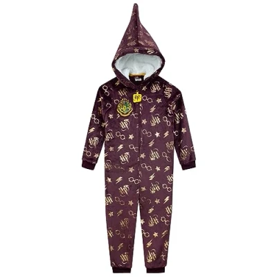 Image of Harry Potter Onesie For Girls Hogwarts Onesies Gryffindor PJs 8 9 Years Official Merchandise Red