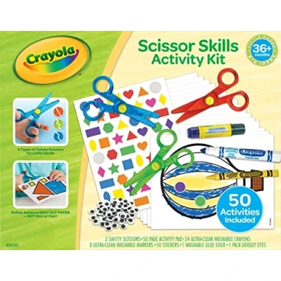 Image of CRAYOLA Toddler Scissor Skills Activity Kit, 3 Count Safety Scissors and Craft Supplies, Gift for Kids, Ages 3, 4, 5