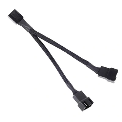 Image of SilverStone SST CPF01 10cm PWM Fan Splitter Cable for 2 Fans, Black Sleeved Braded