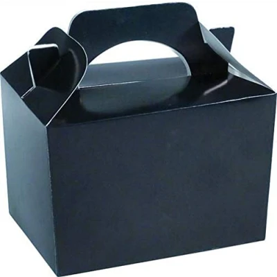 Image of COLOURED Party Boxes PACK OF 10 Children/Kids Carry Food Meal Fun Picnic Birthday Wedding Favour / Baby Shower Box Loot Bag… (Black)