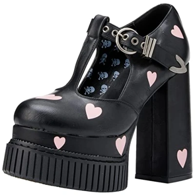 Image of LAMODA Women&#039;s Distant Lovers Court Shoe, Black Pu, 4 UK