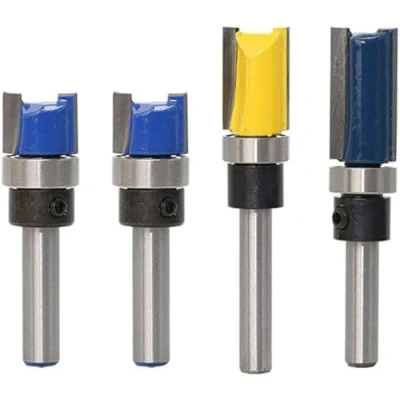 Image of 4Pcs 1/4&quot; Shank Flush Trim Router Bits Pattern Template Bit Set Woodworking Top Bearing Milling Tools for Wood Hardwood Particleboard MDF