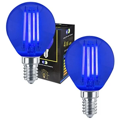 Image of 2 x Ambient 4w LED Golf Ball Blue Light Bulb E14 Clear Glass