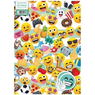 Image of Official Joy Pixels Gift Wrap, 2 Sheets Tags, Wrap for Presents, Officially Licensed