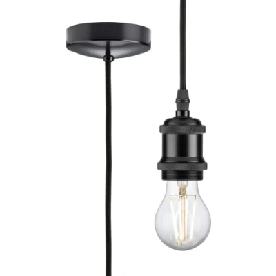 Image of KnightsBridge 1.8m E27 Vintage Pendant Set Matt Black