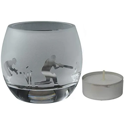 Image of Milford Collection Animo Glass Small Crystal Sport Tealight Candle Holder Cricket