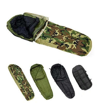 Image of MT Army Military Modular Sleeping Bags System, Multi Layered with Bivy Cover for All Season, Woodland