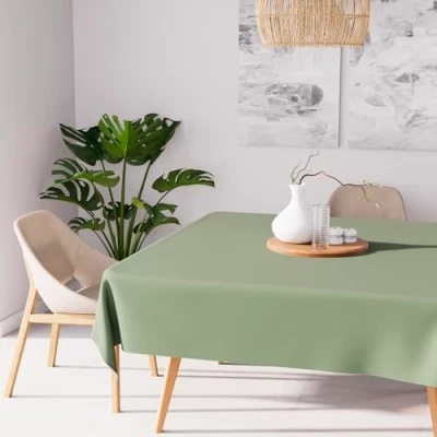 Image of Soleil d&#039;ocre, Alix Square Stain Resistant Tablecloth 180 x cm Khaki