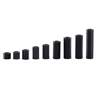 Image of Akozon Spacer Standoff 100Pcs M3 Female Hex Threaded Black Nylon Bolts Nuts Assortment Set With Plastic Box(M3*8)
