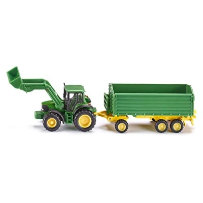 Image of siku 1843, John Deere with Front Loader and Trailer, 1:87, Metal/Plastic, Green, Tipper Trailer