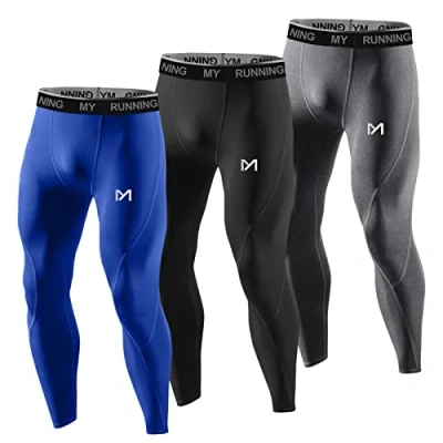 Image of MEETYOO Mens U6b Leggings, Blue+Black+Grey, XL UK