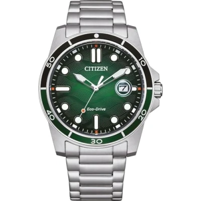 Image of Citizen Men Analogue Eco Drive Watch with Stainless Steel Strap AW1811 82X