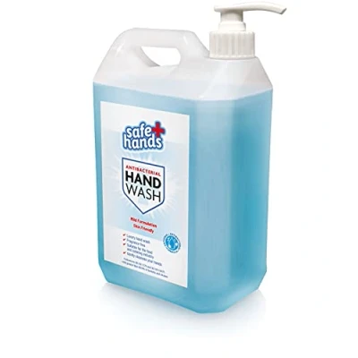 Image of Safe Hands Hand Wash Liquid Soap Unfragranced 5 Litre Refill With Pump Antibacterial &amp; Antiviral Kind Gentle to Skin Cleans and Protects Officially Certified