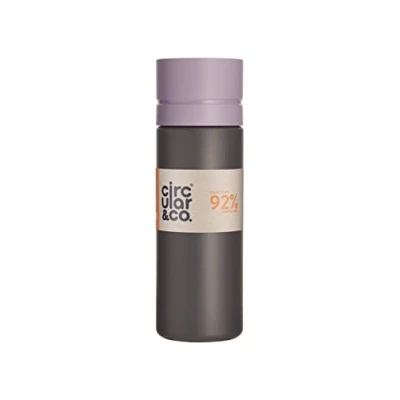 Image of Circular and Co 600ml Leakproof Reusable Water Bottle made from 92% Single Use Bottles (Grey &amp; Purple Lid)