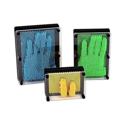 Image of Set of 3 Small, Medium and Large Pin Art Plastic Pins in Assorted Colours by Playlearn