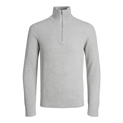 Image of JACK &amp; JONES Men&#039;s Jprccperfect Knit Half Zip Sn Jumper, Cool Grey/Detail: Melange, XXL