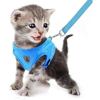 Image of FEimaX No Pull Dog Harness and Leash Set, Soft Mesh Adjustable Lightweight Puppy Harnesses with Reflective Strap, Escape Proof Small Cat Vest for Outdoor Walking