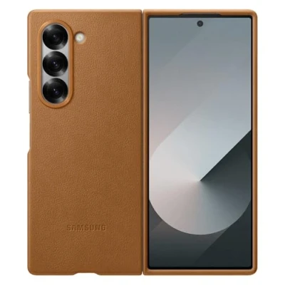 Image of Samsung Pu Leather Back Cover Brown Galaxy Z Fold 6