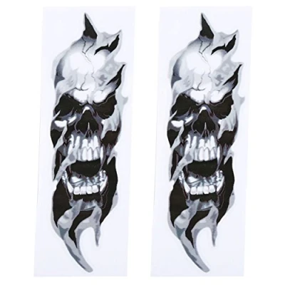 Image of Skull Motorcycle Helmet Vinyl 2 Pcs FORK SKULLS Stickers Replacement for Glide