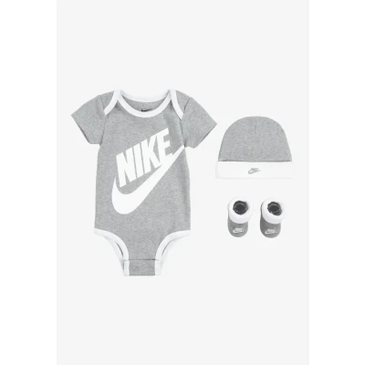 Image of Nike Sportswear Futura LOGO HAT Bootie BABY SET Body for kids, Size: 0 6m, Dark grey heather