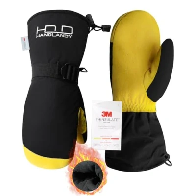 Image of HANDLANDY Winter Snowboarding Mittens Men Women Warm 3M Thinsulate Thermal Ski Mitten with Build in Gloves