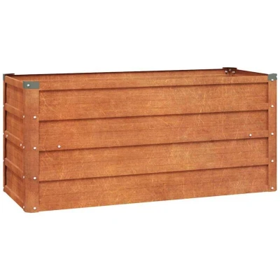 Image of vidaXL Rustic Garden Raised Bed in Weathering Corten Steel 100x40x45 cm Durable Frame For Plants, Vegetables, Flowers, and Herbs