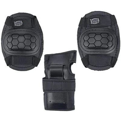 Image of Xootz Kids&#039; Skate Bmx Knee, Elbow and Wrist Protective Set Black Large
