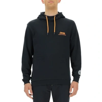 Image of JEEP O102929 B000 XP MAN HOODED SWEATSHIRT Sideways X Large Back Vertical Print W/Pouch Pocket JX23A Black S
