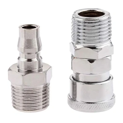 Image of 2Pcs Air Compressor 1/2&quot; BSP Line Fittings Hose Pipe Couplings Connector Kit Quick Release Coupler with Male Female Thread