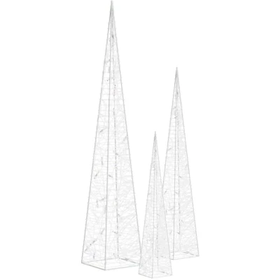 Image of vidaXL Acrylic Decorative LED Light Cone Set Blue 30/45/60cm